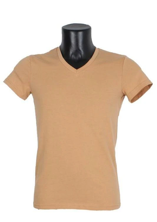T- shirt homme col V couleur Camel taille L neuf sevedylan – photo 4